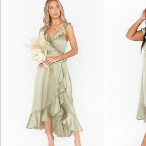 Moss Green Luxe Satin Dress